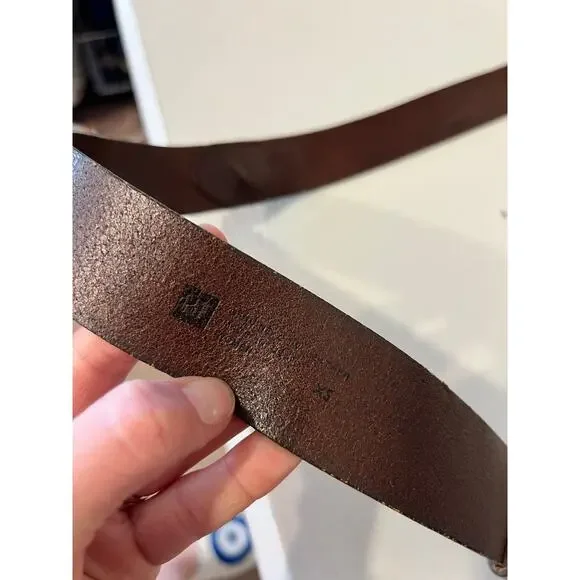 GAP Brown Genuine Leather Brass Buckle Belt Unisex Size Small - Picture 6 of 12